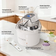 VAVSEA 1.5 Qt Ice Cream Maker with Scoop, Double-Insulated Freezer Bowl, Electric Ice Cream Machine Easy Make, Healthy Homemade Automatic Sobert Maker for Gelato, Frozen Yogurt, White