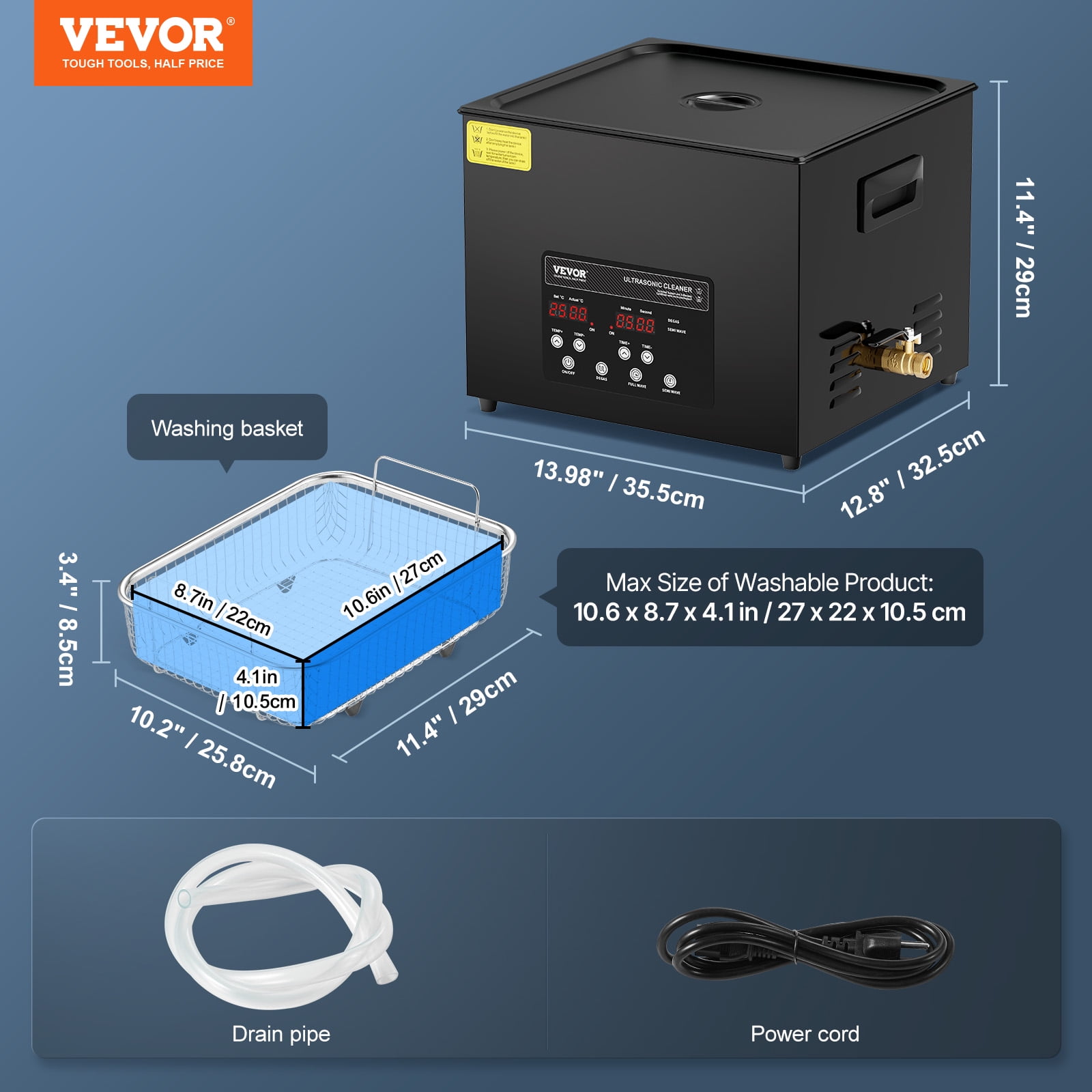 KFFKFF 15L Sonic Cleaning Device, 360W Digital Sonic Washing Equipment with Mild Setting & Enhanced Deaeration, 40kHz Commercial Ultrasonic Cleaner with Heat & Timing Function