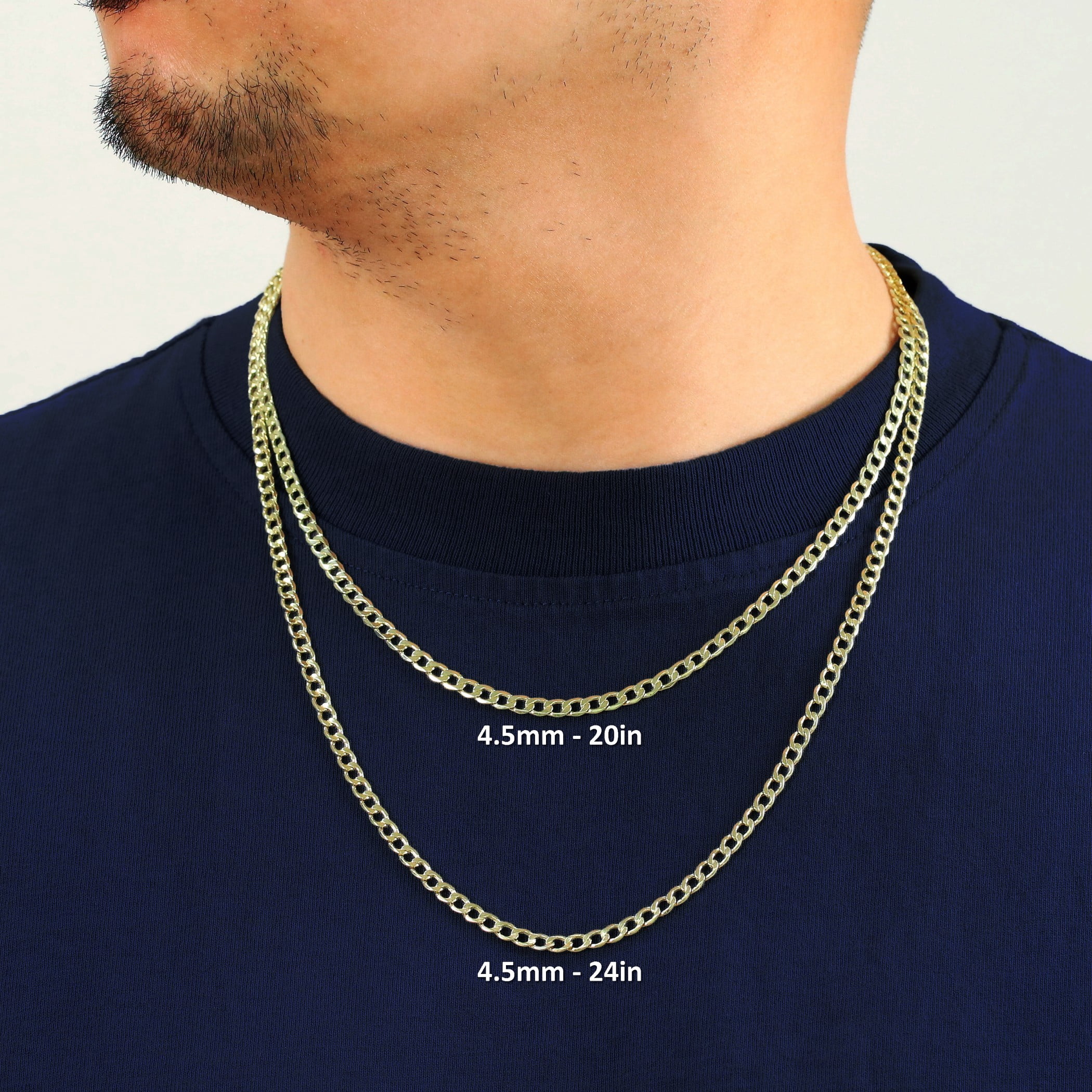 Nuragold 14k Real Yellow Gold Cuban Curb Link 4.5mm Chain Necklace (16"-30") Italian Jewelry for Men & Women