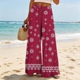 thumbnail image 4 of ClodeEU Women's Boho Print Wide Leg Palazzo Pants,Elastic High Waist Flowy Casual Trousers ,Women's Plus XL, 4 of 5