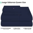 thumbnail image 2 of Sabanas Lisas Ubbe, Tamaño Queen, Color Azul Marino, 4 Piezas, 2 of 7
