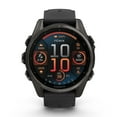 thumbnail image 2 of Garmin Fenix 8 43MM AMOLED Sapphire Multisport GPS Smartwatch Carbon Gray DLC Titanium with Black Gray Silicone Band, Built-in LED Flashlight Charging Bundle, 2 of 7
