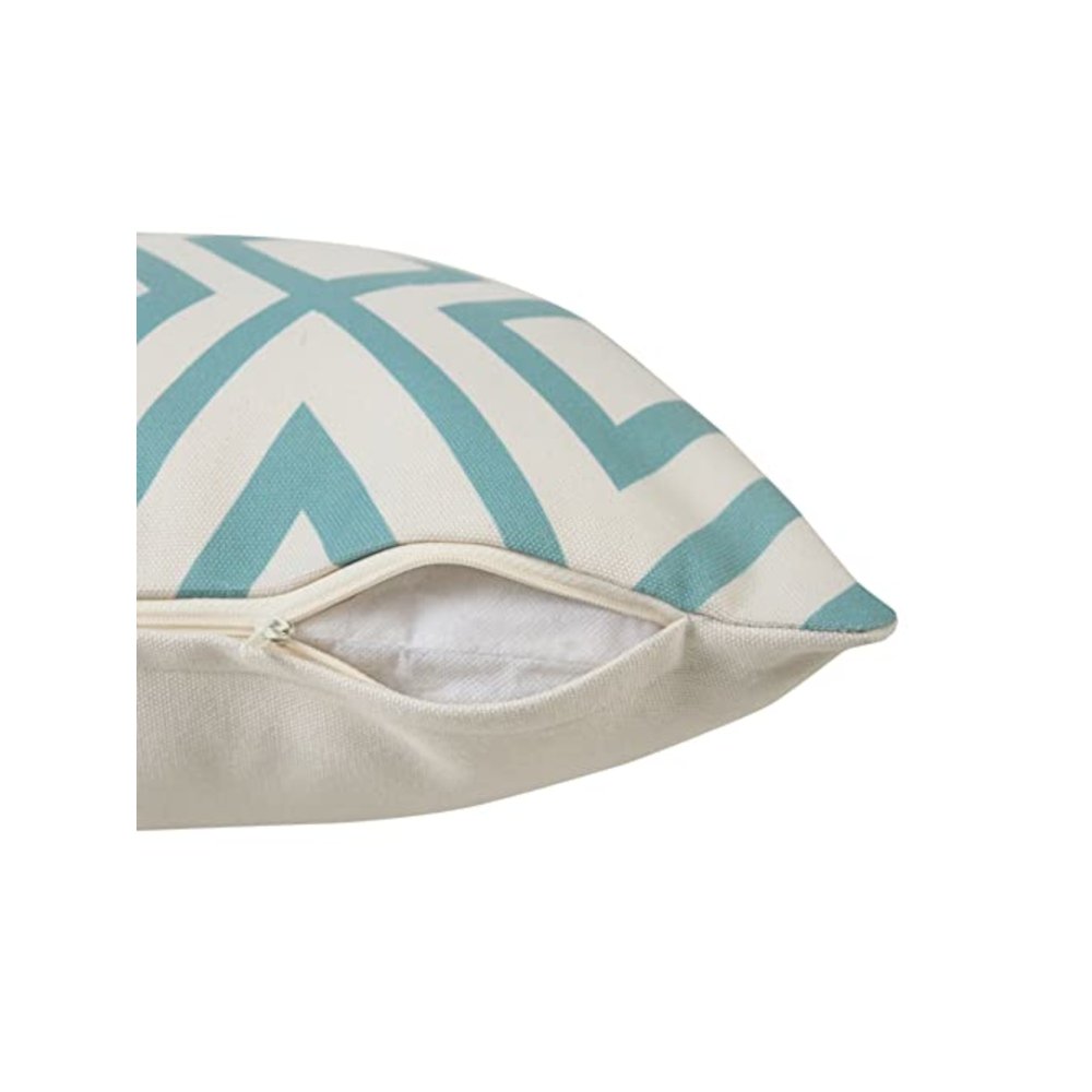 Harlow Hill Aqua Blue/Off-White Geometric Contemporary Recycled P.E.T. Throw Pillow Cover, 20" x 20"