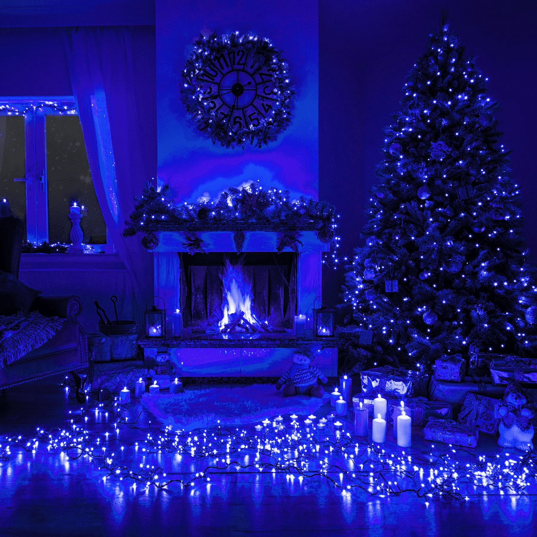 750 LED String Lights Cluster Lights - 41ft Blue Green Wire Outdoor Waterproof Lights, Plug in Indoor String Lights with 8 Modes & Timer Memory for Xmas, Christmas Tree