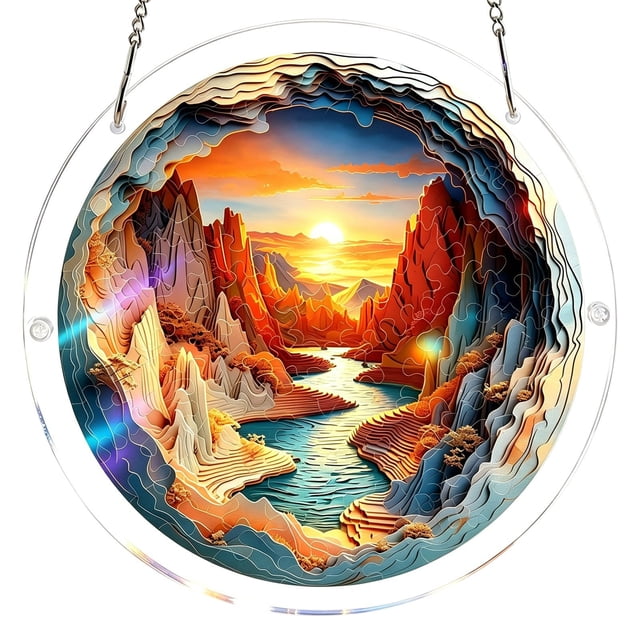 SIfdSeng My Items Acrylic Puzzle Style Colored Glass Style Hanging Featuring Unique Irregular Shapes As Home Art Which Can Be Installed on Windows