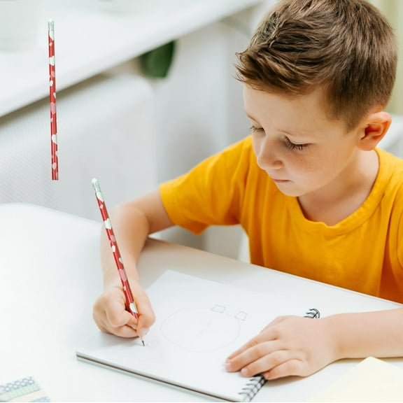 XEOVHV Valentine Pencils with Heart Stripe Design, Novelty Assorted Pencils with Eraser - Perfect for Valentine's Day Parties, Carnivals, Office Supplies and Prizes,Multicolor