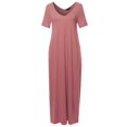 thumbnail image 1 of FashionOutfit Women's Premium V-neck Short Sleeve Maxi Dress With Side Pockets, 1 of 1