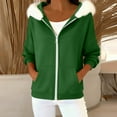 thumbnail image 3 of Fleece Lined Zip up Jackets for Women Casual Loose Hooded Sweatshirt Fall Winter Warm Outfits with Pockets New Womens Lightweight Jackets Green M, 3 of 9