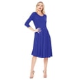 thumbnail image 2 of Women's Loose Fit 3/4 Sleeve Round Neck Jersey Knit A-Line Solid Midi Dress, 2 of 4