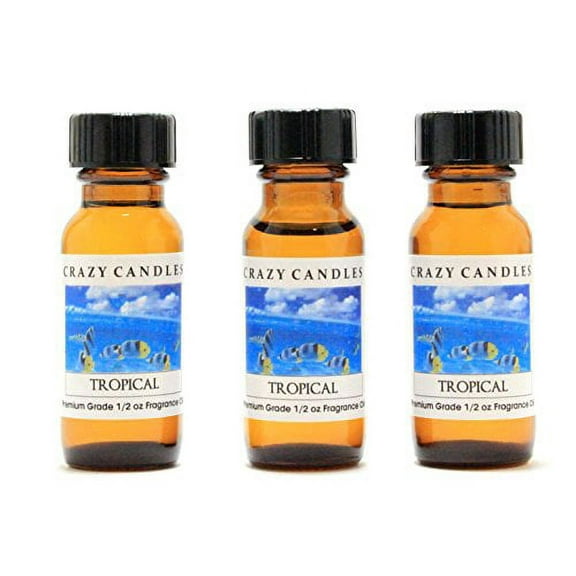Crazy Candles Tropical 3 Bottles 1/2 Fl Oz Each (15ml) Premium Grade Scented Fragrance Oil (Fruit Punch with White Florals Aroma)