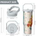 thumbnail image 4 of 30oz Pioneer Colorful Floral Stainless Steel Flip Straw Tumbler with Lid and Straw Spill Proof Travel Cup Double Wall Vacuum Insulated Coffee Mug with Top Handled White, 4 of 7