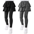 thumbnail image 1 of Resinta 2 Pack Girls Skirt Leggings Footless Leggings with Ruffle Tutu Skirts Girls Culotte Tights Stretchy Cotton Pantskirt, 1 of 5
