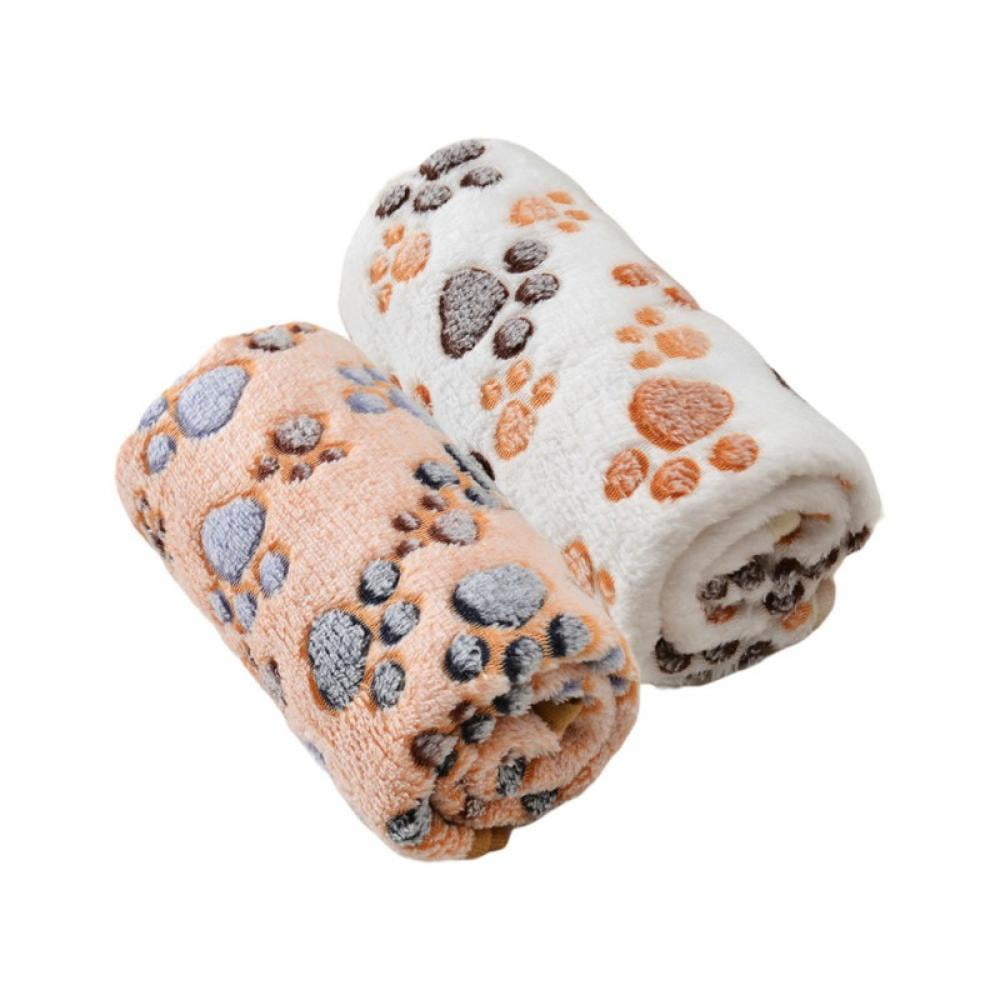 40CM White paw print JIUJ Dog Blanket Pet cat coral fleece comfort quality durable thickening 60