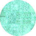 thumbnail image 1 of Ahgly Company Machine Washable Indoor Round Abstract Turquoise Blue Contemporary Area Rugs, 8' Round, 1 of 4