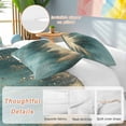 thumbnail image 2 of 3 Piece Modern Turquoise Gold Duvet Cover Set Full Size, Microfiber Comforter/Quilt Cover with Corner Ties and 2 Pillowcases, Abstract Teal Minimalist Art All Season Soft Bedding with Zipper Closure, 2 of 8