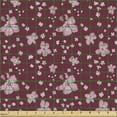 thumbnail image 2 of Ambesonne Floral Fabric by the Yard Upholstery, Scattered Simplistic Flowers, 2 Yards, Maroon and Pastel Pink, 2 of 5