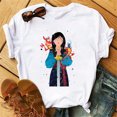 thumbnail image 3 of Camiseta con estampado con dibujo de princesa Mulan de dibujos animados de Disney para mujer, camisetas de manga corta a la moda para mujer, camisetas informales para chica, camiseta para mujer, 3 of 5
