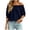 *Dark Blue, variant on Women's Off The Shoulder Ruffle 3/4 Puff Sleeve Blouse,Casual Loose Summer Solid Top Black,Women's Plus S
