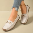 thumbnail image 6 of CushHide Women Ballet Flats Slip On Leather Loafers Beige with Metal Buckle Comfortable Casual Dress Shoes Breathable Work Footwear, 6 of 9
