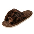 thumbnail image 2 of EKVAHL Women's Fuzzy Open-Toe House Slippers with Memory Foam - Leopard Print Cheetah Plush Cozy Cute Slipper Indoor/Outdoor Soft Slip On Slides Gifts for Women Mom Her Ladies, 2 of 6