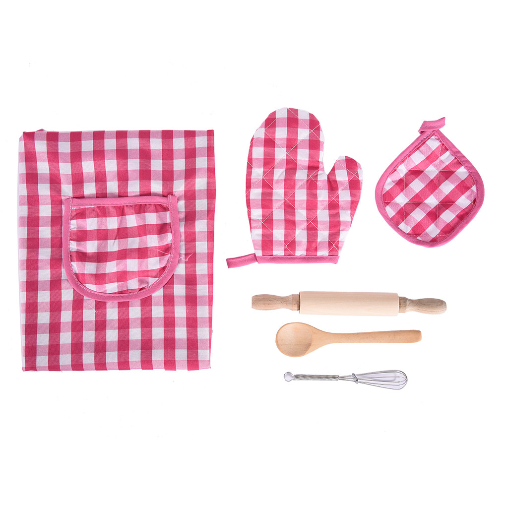 JACK 7Pcs Kids Cooking And Baking Set Kitchen Costume Pretend Role Play Kit Apron