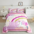thumbnail image 2 of Erosebridal Cute Unicorn Bedding Twin Comforter Set,Bling Glitter Down Comfortercartoon Rainbow Bedding Sets Twin With Comforter,Ultra Soft Princess Room Decoration,Reversible,2-Piece, 2 of 8