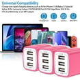 thumbnail image 6 of Charger Block,USB Wall Charger Adapter Plug,HopePow 5V/3.1A/3PACK Three Ports Wall Charger Block Fast Charging Block Android Phone Charger Block Brick for iPhone Wall Charger,Rose, 6 of 6