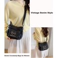 thumbnail image 2 of Sunyuer Women Vintage Washed Denim Mini Crossbody Bag, Cute Cat Embroidery Multi Zipper Pockets Casual Jean Shoulder Purse, Adjustable Strap Lightweight Trendy Daily Messenger Bag, 2 of 8