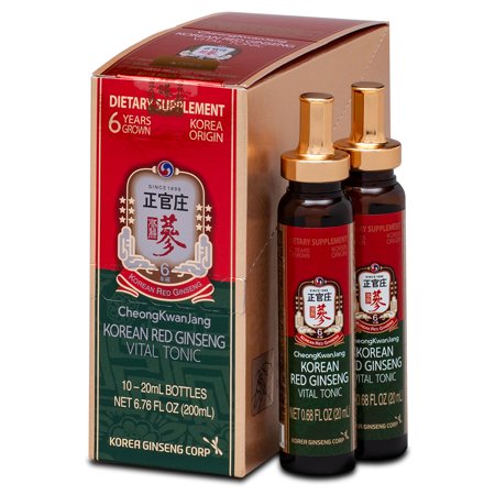CheongKwanJang Vital Tonic Display Box: Korean Red Ginseng Pinnacle of Korean Herbal Drinks - 10 Bottles Stand Pack