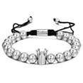 thumbnail image 4 of EOEMY Crown King Charm Beads Bracelet For Men Women 8mm Gold Beads Handmade Jewelry-Gold, 4 of 5