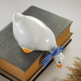 thumbnail image 2 of STPgoods Vintage Geese with Blue Bow Ceramic Figurine Set of 2 White Ceramic Sculptures Easter Home Decoration, 2 of 3