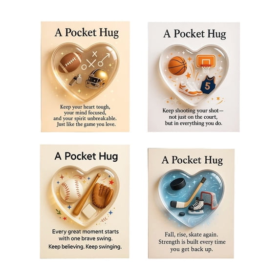 Pocket Hug for Sports Themed Valentines Day Gifts, Athletes Gifts, Heart Pocket Hug Token with Greeting Cards, Athletes valentines day decorations Gift(B)