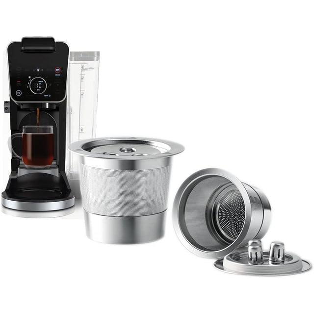 Stainless Steel Reusable Ninja K Cups Pods 3 Hole Refillable Coffee Pods Compatible with Ninja CFP201 CFP301 Dual Brew Pro Machine Permanent K Cups Filters Coffee Accessories (2 Pack)