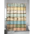 thumbnail image 5 of Retro Wood Grain Shower Curtain, Blue Yellow Green Vintage Waterproof Shower Curtain Set with 12 Hooks Lightweight Washable Fabric Shower Curtains for Bathroom 72x72 Inches, 5 of 6