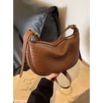 thumbnail image 6 of Deago Woven Small Crescent Shoulder Bag for Women Crossbody Bags Underarm Purse Hobo Handbag with Adjustable Strap (Brown), 6 of 8