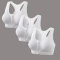thumbnail image 2 of Sports Bras For Women 3 Rack Solid Color Comfortable Zip Front Back Hollow-carved Mesh No Underwire Workout Yoga Bra, 2 of 6