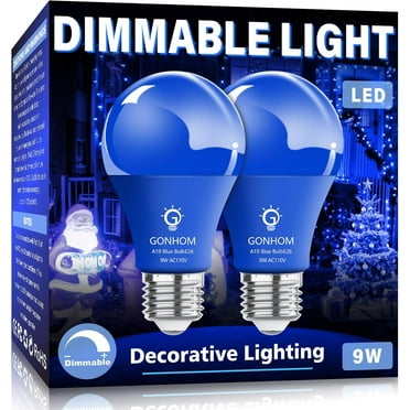 UKLL-2 Pack A19 LED Blue Light Bulb,9 Watt Blue Lights Equivalent 100 Watt Colored Light Bulbs,E26 Base Blue LED Lights for Party Decoration, Holiday Lighting,Halloween Light Bulbs…