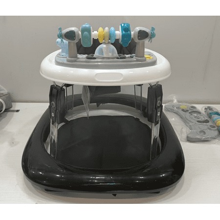 Baby Walker with Music Tray, Foldable Infant Walker with Toy Steering Wheel and Adjustable Seat