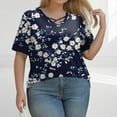 thumbnail image 2 of TQWQT Womens Plus Size Summer Tops 2025 Sexy V Neck Criss Cross T Shirts Floral Print T-Shirt Short Sleeve Shirts Large Casual Tunics Blouses 4XL, 2 of 6
