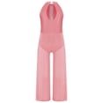 thumbnail image 5 of SiiRoh Girls Latin Jazz Dance Jumpsuit Sleeveless Shiny Rhinestone Pageant Romper Wide Leg Pants Pink 16, 5 of 6