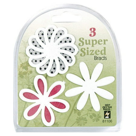Super Sized Brads White Flower