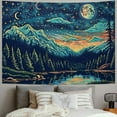 thumbnail image 2 of Shiartex  Starry Night Tapestry, Inspired Lake Mountain Moon Stars Wall Hanging, Colorful Cloud Forest  Tapestries for Bedroom, Living Room  Painting, 2 of 6