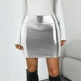 thumbnail image 2 of adviicd Womens Metallic Sexy Shiny Stretchy Short Pencil Party Skirt Silver, XXL, 2 of 8