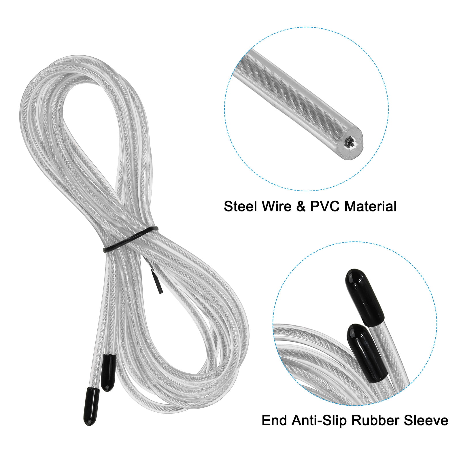 Uxcell 10Ft Speed Jump Rope Replacement Cable 4.5mm Professional Skipping Rope Replacement Silver Tone 4 Pack