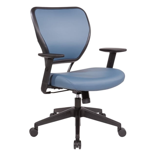 Chaise de Travail Dillon en Vinyle Bleu avec Siège et Dossier