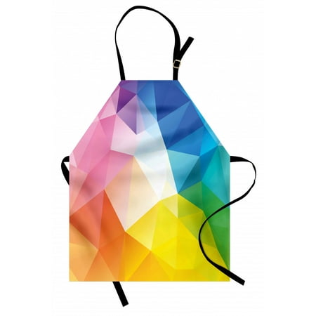 

Modern Apron Abstract Fractal Rainbow Colored Lines Polygonal Dimension Style Contemporary Design Unisex Kitchen Bib Apron with Adjustable Neck for Cooking Baking Gardening Multicolor by Ambesonne