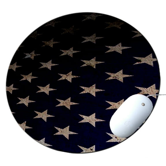KuzmarK Round Mousepad / Hot Pad / Trivet - American Flag Stars