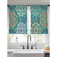 thumbnail image 2 of Turkish Flower Sheer Curtains 54 Inch Long 2 Panels, Vintage Abstract Geometric Ethnic Teal Light Filtering Rod Pocket Semi Sheer Curtains, Sheer Voile Drapes for Living Room Bedroom, 52"x54", 2 of 5