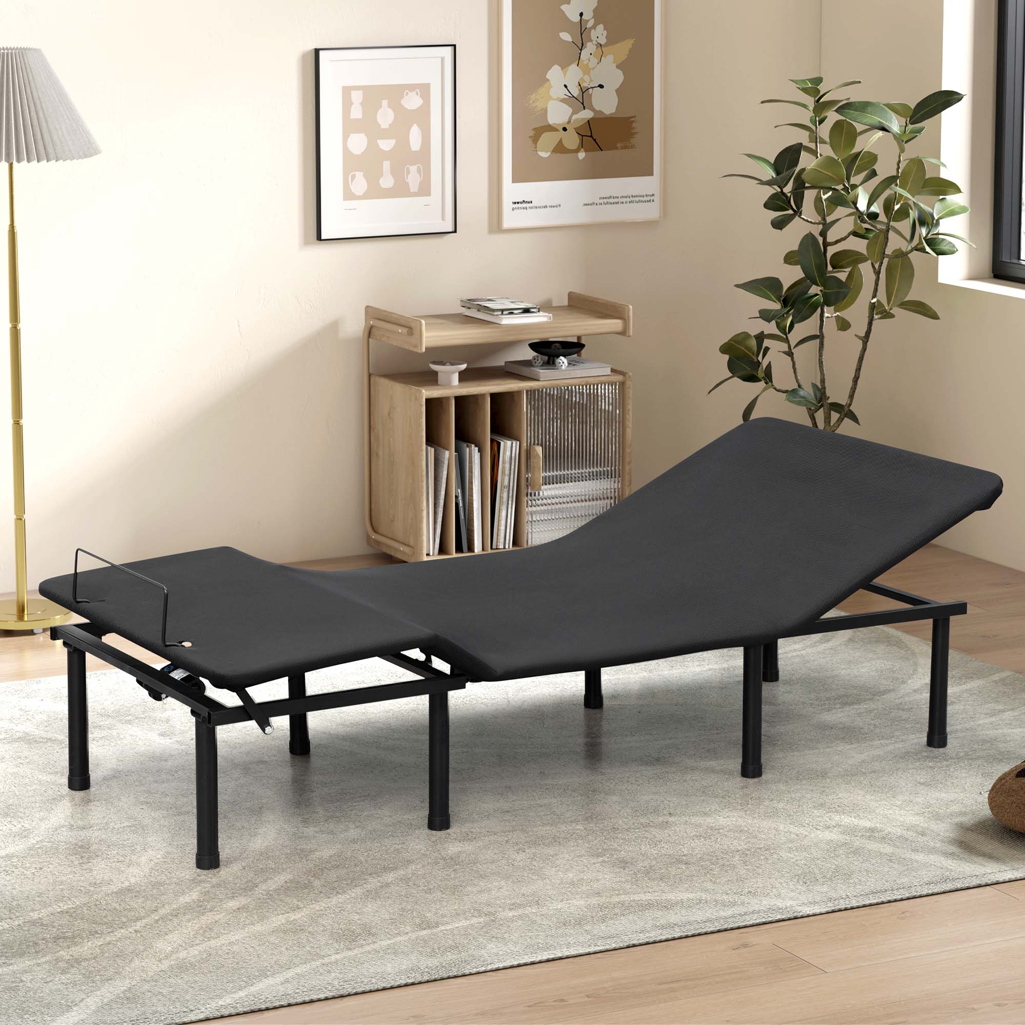 Aukfa Adjustable Bed Frame, Zero Clearance Adjustable Bed Base Head and Foot Incline, Wireless Remote Control, Twin XL