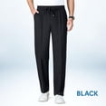 thumbnail image 4 of Mens Casual Pull On Pants Drawstring Elastic Waist Sweatpants Pleated Slacks Lightweight Loose Fit Summer Beach Trousers with Pockets Black XL, 4 of 5